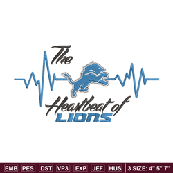 the heartbeat of detroit lions embroidery design, lions embroidery, nfl embroidery, sport embroidery, embroidery design.