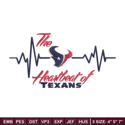 the heartbeat of houston texans embroidery design, houston texans embroidery, nfl embroidery, logo sport embroidery.