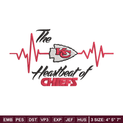 the heartbeat of kansas city chiefs embroidery design, kansas city chiefs embroidery, nfl embroidery, sport embroidery.