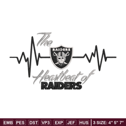 the heartbeat of las vegas raiders embroidery design, las vegas raiders embroidery, nfl embroidery, sport embroidery.