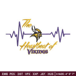 the heartbeat of minnesota vikings embroidery design, vikings embroidery, nfl embroidery, logo sport embroidery.