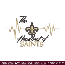 the heartbeat of new orleans saints embroidery design, new orleans saints embroidery, nfl embroidery, sport embroidery.