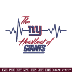 the heartbeat of new york giants embroidery design, new york giants embroidery, nfl embroidery, logo sport embroidery.