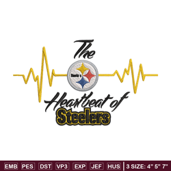 the heartbeat of pittsburgh steelers embroidery design, steelers embroidery, nfl embroidery, logo sport embroidery.