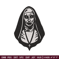 the nun embroidery design, the nun logo embroidery, horror design, embroidery file, logo shirt, digital download.