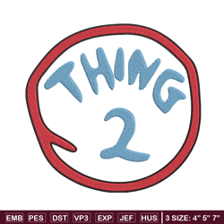 thing 2 logo embroidery design, embroidery file, logo embroidery, logo shirt, embroidery design, digital download.