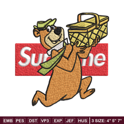 yogi bear supreme embroidery design, yogi bear embroidery, cartoon design, logo shirt, embroidery file, instant download