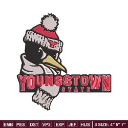 youngstown state logo embroidery design, ncaa embroidery,sport embroidery, embroidery design,logo sport embroidery