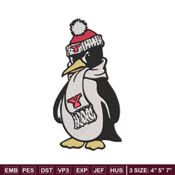 youngstown state peguin embroidery design, ncaa embroidery, embroidery design, logo sport embroidery, sport embroidery