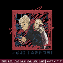 yuji poster embroidery design, jujutsu embroidery, embroidery file, anime embroidery, anime shirt, digital download.