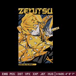 zenitsu poster embroidery design, demon slayer embroidery, embroidery file, anime embroidery, digital download