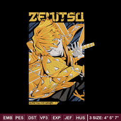 zenitsu poster embroidery design, demon slayer embroidery,embroidery file,anime embroidery,anime shirt,digital download