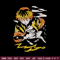 zenitsu poster embroidery design,demon slayer embroidery,embroidery file,anime embroidery,anime shirt, digital download.