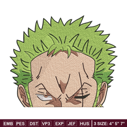 zoro peeker embroidery design, one piece embroidery, embroidery file, anime embroidery,anime shirt,digital download