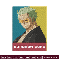 zoro poster embroidery design, one piece embroidery, embroidery file, anime embroidery, anime shirt, digital download.