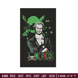 zoro poster embroidery design, one piece embroidery, embroidery file, anime embroidery, anime shirt, digital download