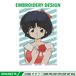 akane tendo embroidery design, ranma embroidery, embroidery file, anime embroidery, anime shirt, digital download