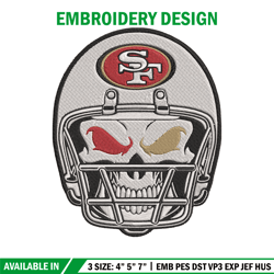 skull helmet san francisco 49ers embroidery design, 49ers embroidery, nfl embroidery, logo sport embroidery.