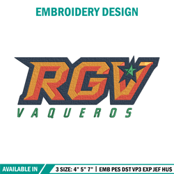 utrgv vaqueros logo embroidery design, ncaa embroidery, sport embroidery, embroidery design ,logo sport embroidery.