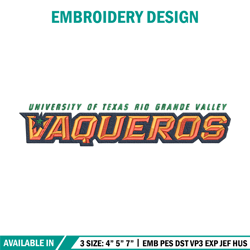 utrgv vaqueros logo embroidery design,ncaa embroidery,sport embroidery,logo sport embroidery,embroidery design.