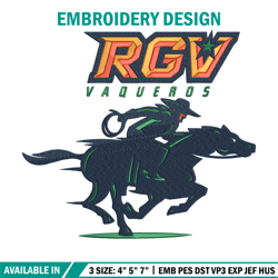 utrgv vaqueros poster embroidery design,ncaa embroidery, embroidery design, logo sport embroidery, sport embroidery.