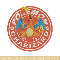 charizard embroidery design, pokemon embroidery, embroidery file, anime embroidery, anime shirt, digital download.