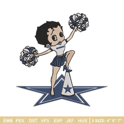 cheer betty boop dallas cowboys embroidery design, dallas cowboys embroidery, nfl embroidery, logo sport embroidery.