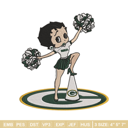 cheer betty boop green bay packers embroidery design, green bay packers embroidery, nfl embroidery, sport embroidery.