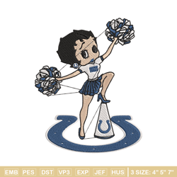 cheer betty boop indianapolis colts embroidery design, indianapolis colts embroidery, nfl embroidery, sport embroidery.