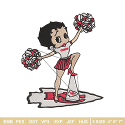 cheer betty boop kansas city chiefs embroidery design, kansas city chiefs embroidery, nfl embroidery, sport embroidery.