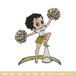 cheer betty boop los angeles chargers embroidery design, chargers embroidery, nfl embroidery, logo sport embroidery.