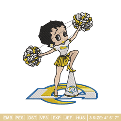 cheer betty boop los angeles rams embroidery design, los angeles rams embroidery, nfl embroidery, logo sport embroidery.