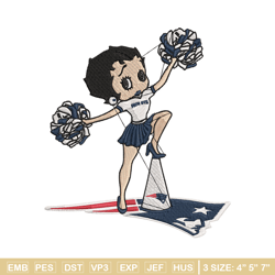 cheer betty boop new england patriots embroidery design, patriots embroidery, nfl embroidery, logo sport embroidery.