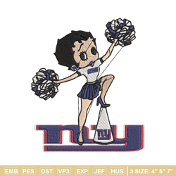 cheer betty boop new york giants embroidery design, new york giants embroidery, nfl embroidery, logo sport embroidery.