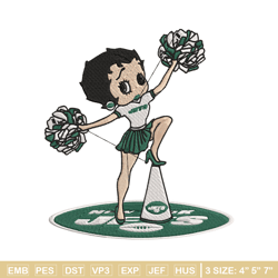 cheer betty boop new york jets embroidery design, new york jets embroidery, nfl embroidery, logo sport embroidery.