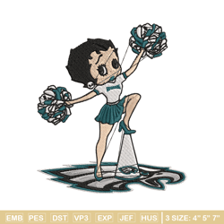 cheer betty boop philadelphia eagles embroidery design, eagles embroidery, nfl embroidery, logo sport embroidery.