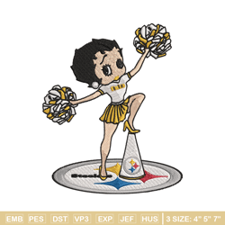 cheer betty boop pittsburgh steelers embroidery design, steelers embroidery, nfl embroidery, logo sport embroidery.