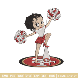 cheer betty boop san francisco 49ers embroidery design, 49ers embroidery, nfl embroidery, logo sport embroidery.