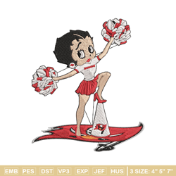 cheer betty boop tampa bay buccaneers embroidery design, buccaneers embroidery, nfl embroidery, logo sport embroidery.