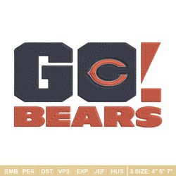 chicago bears go embroidery design, chicago bears embroidery, nfl embroidery, sport embroidery, embroidery design.