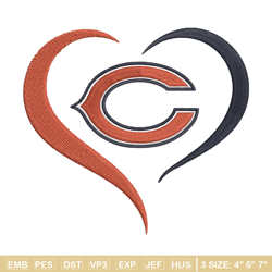 chicago bears heart embroidery design, chicago bears embroidery, nfl embroidery, sport embroidery, embroidery design (2)