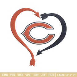 chicago bears heart embroidery design, chicago bears embroidery, nfl embroidery, sport embroidery, embroidery design. (2