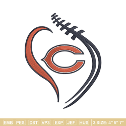 chicago bears heart embroidery design, chicago bears embroidery, nfl embroidery, sport embroidery, embroidery design. (3