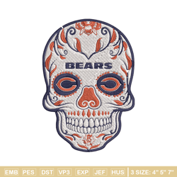 chicago bears skull embroidery design, chicago bears embroidery, nfl embroidery, sport embroidery, embroidery design.
