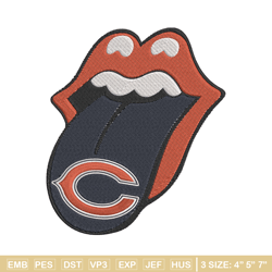 chicago bears tongue embroidery design, chicago bears embroidery, nfl embroidery, sport embroidery, embroidery design.