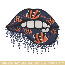 cincinnati bengals dripping lips embroidery design, cincinnati bengals embroidery, nfl embroidery, logo sport embroidery