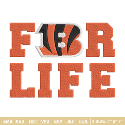 cincinnati bengals for life embroidery design, bengals embroidery, nfl embroidery, sport embroidery, embroidery design.