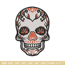 cincinnati bengals skull embroidery design, cincinnati bengals embroidery, nfl embroidery, logo sport embroidery.