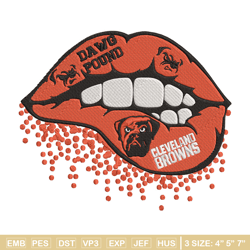 cleveland browns dripping lips embroidery design, cleveland browns embroidery, nfl embroidery, logo sport embroidery.
