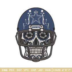 dallas cowboys skull helmet embroidery design, dallas cowboys embroidery, nfl embroidery, logo sport embroidery.